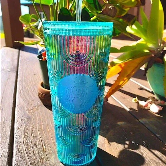 💎🧜‍♀️Starbucks 2022 Teal Mermaid Scale Iridescent Venti Tumbler cold cup💎 - Picture 2 of 6
